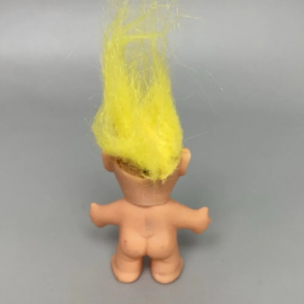 Vintage Troll Dolls Lot of 2 Orange Yellow Hair 1992 HYI Elf Troll Figures Nude